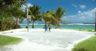 Playing basketball on the beach sand